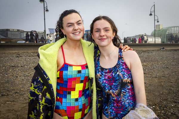 Sarah and Ella, at the Christmas Day Swim at Tramore. Photo: Joe Evans Sarah and Ella, at the Christmas Day Swim at Tramore. Photo: Joe Evans