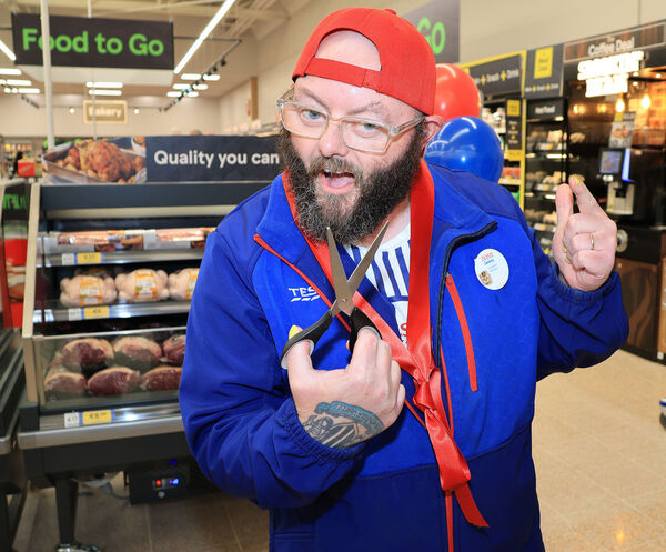  James Lannigan had the honour of cutting the ribbon to launch phase 1 of the New Look Tesco Poleberry. Photo: Joe Evans