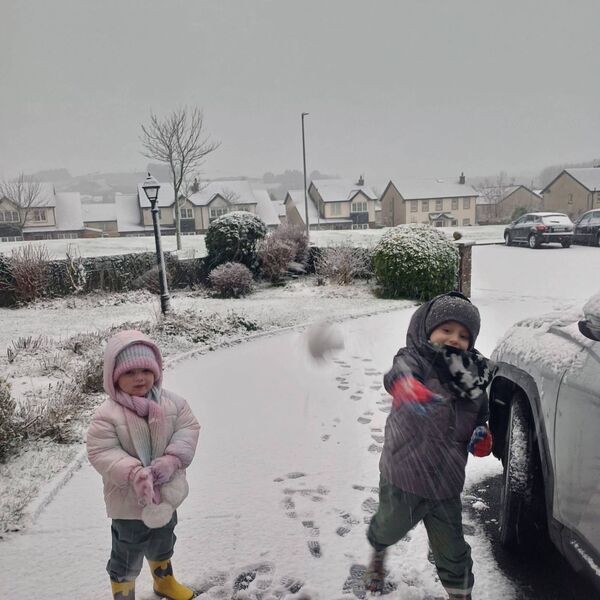 Watch out photographer! Waterford locals, John and Maria Ryan enjoying the snow in Fan Glas, Kilmeaden.