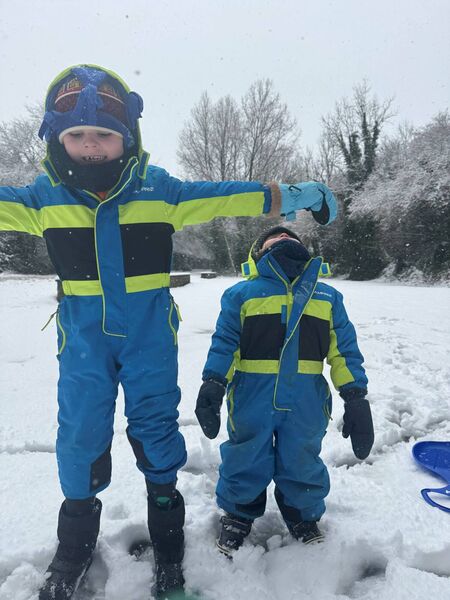 Hugh and Jeff Cowman, from Tramore, having fun in the snow. Pic: Ann Power