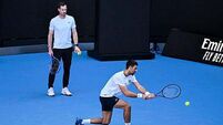 Novak Djokovic and coach Andy Murray train in public for first time in Melbourne