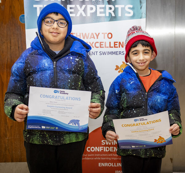  Hamza and Usman, who received their Level 6 and 3 swimming certificates at Kingfisher.