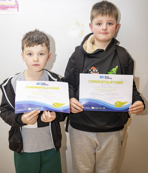  Dylan and Jadyn, who received their Level 1 swimming certificates at Kingfisher.