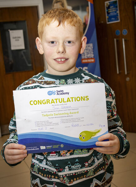  Sam, who received his Level 4 swimming certificate at Kingfisher.