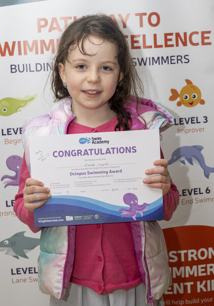  Isabel, who received her Level 4 swimming certificate at Kingfisher.