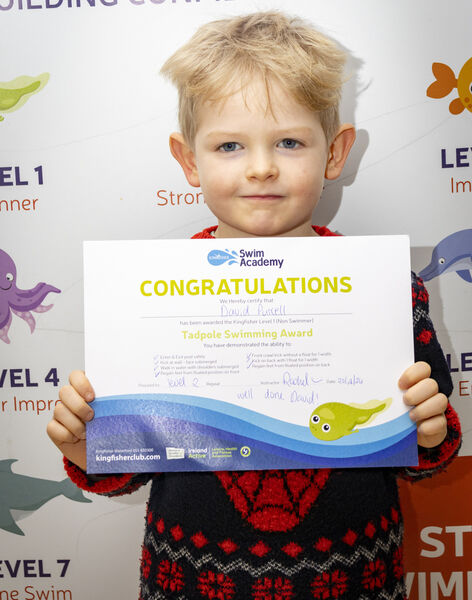  David, who received his Level 1 swimming certificate at Kingfisher.