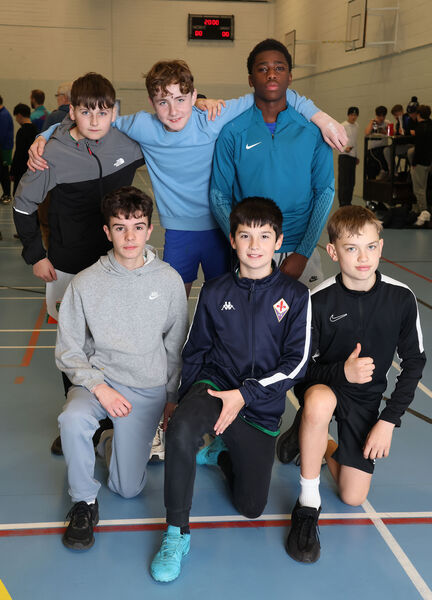 Team 4, Jaunius Skrinshis, Sam Power, Giovann Annecchiarico, James O'Brien and Darragh Scanlon with coach Sipho Dube.