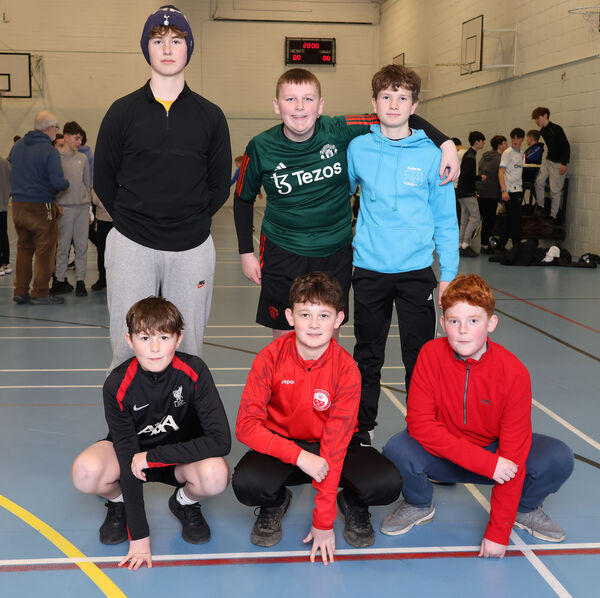  Team 6, Charlie Cheasty, Dylan Kelly, Aidan O'Sullivan, Paul Worley and Alfie Power with coach Jack Dowling.