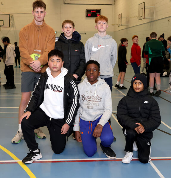  Team 8, Richard Dunphy, Harry Mackey, Alex Linn, Cillian Ryan and Oisin Nwankwo with their coach Lucas O'Neill.