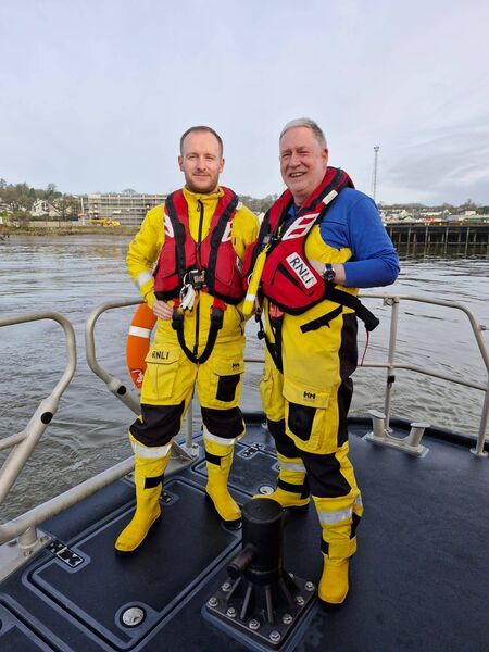 Volunteer crew members, Hugh O'Sullivan and Bill Deevy pictured during the exercise. Pic: Raina Frieberg