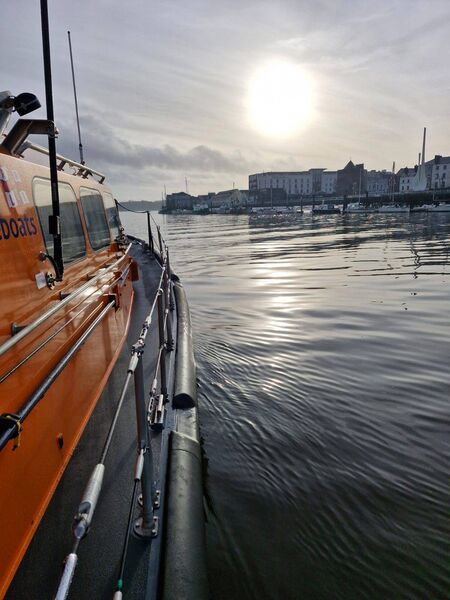 The Dunmore East RNLI crew participated in a training excercise on the Suir. Pic: Raina Freiberg