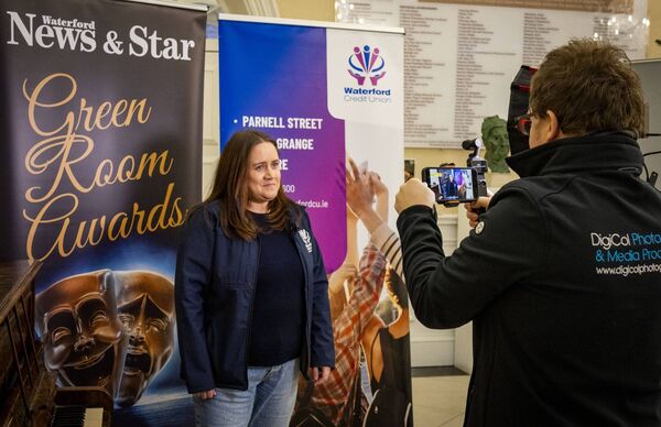 Jenny O'Mahony, Waterford Credit Union, co-lead sponsor of the Waterford News &amp; Star Green Room Awards, and Colin Shanahan of Digicol Photography. Photo: Joe Evans