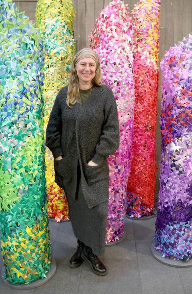 Artist, Suzan McCreadie, pictured at City Library for the One Million Stars,. to End Violence, exhibition. Photo: Joe Evans