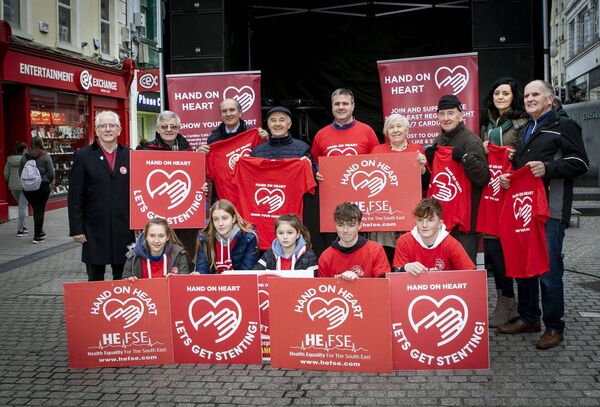 Some of the speakers and helpers at the march in Waterford for 24/7 Cardiac Care in 2019. Photo: Joe Evans Some of the speakers and helpers at the march in Waterford for 24/7 Cardiac Care in 2019. Photo: Joe Evans