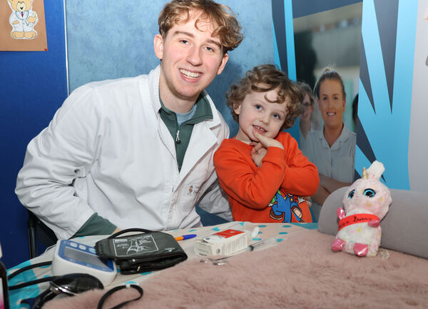 Dr. Emmett with Luca at the Juniors for Juniors Teddy Bear Hospital. Dr. Emmett with Luca at the Juniors for Juniors Teddy Bear Hospital.