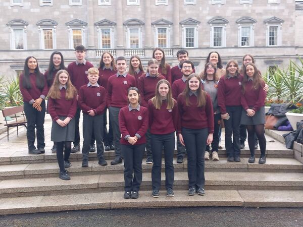 The students pictured outside the Dáil The students pictured outside the Dáil