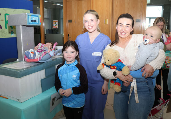 Catelyn, Niamh and Tadgh with Nurse Ellie at the Juniors for Juniors Teddy Bear Hospital held at SETU Campus. All Photos: Joe Evans Catelyn, Niamh and Tadgh with Nurse Ellie at the Juniors for Juniors Teddy Bear Hospital held at SETU Campus. All Photos: Joe Evans