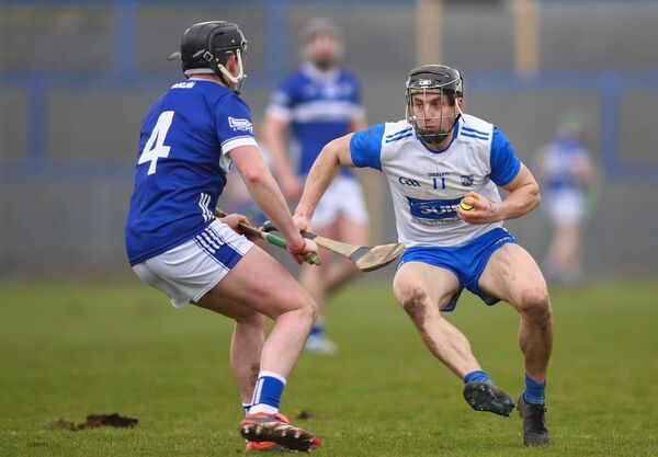 Waterford’s Jamie Barron takes on Laois' Donnchadh Hartnett during their Allianz National Hurling League Division 1B clash at Walsh Park. 