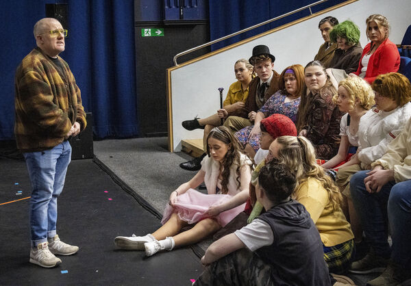 Director David Hennessy, speaking with the cast, in David Hennessy Stage School, production of Charlie and the Chocolate Factory, at Garter Lane. Photo: Joe Evans Director David Hennessy, speaking with the cast, in David Hennessy Stage School, production of Charlie and the Chocolate Factory, at Garter Lane. Photo: Joe Evans