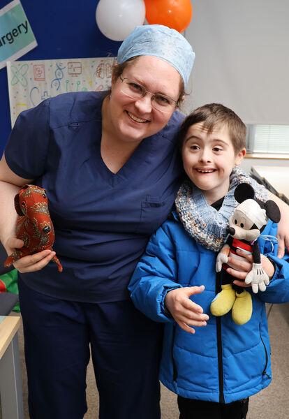  Nurse Andia with Denis at the Juniors for Juniors Teddy Bear Hospital held at SETU Campus. Photo: Joe Evans