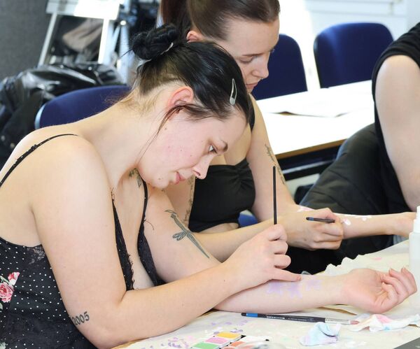 Dublin Body Paint workshop at Waterford College of Further Education with Caitriona Giblin. Photo: Joe Evans