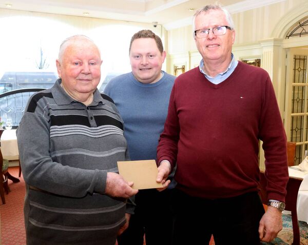 Pictured at the Granville Hotel for a retirement function for Phil Fanning who retired as Waterford News &amp; Star GAA reporter, from left. Phil Fanning, Thomás McCarthy and Nicky Heffernan . Photo: Joe Evans