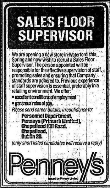 Penney's staff advertisement in the Waterford News &amp; Star, February 15, 1985