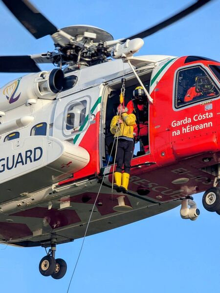 The crew members were winched from the aircraft and trained in handling the hi-line. Pic: Peter Grogan