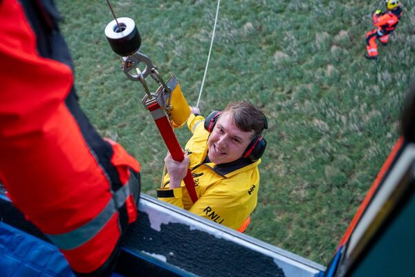 The crew members were winched from the aircraft and trained in handling the hi-line. Pic: Peter Grogan
