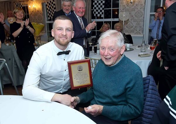 Adam Sutton presentation to Johnny "Gum" Kennedy for his outstanding service, loyalty and lasting impact on the club throughout our history, with appreciation from Tycor AFC on the occasion of our 75th Anniversary.