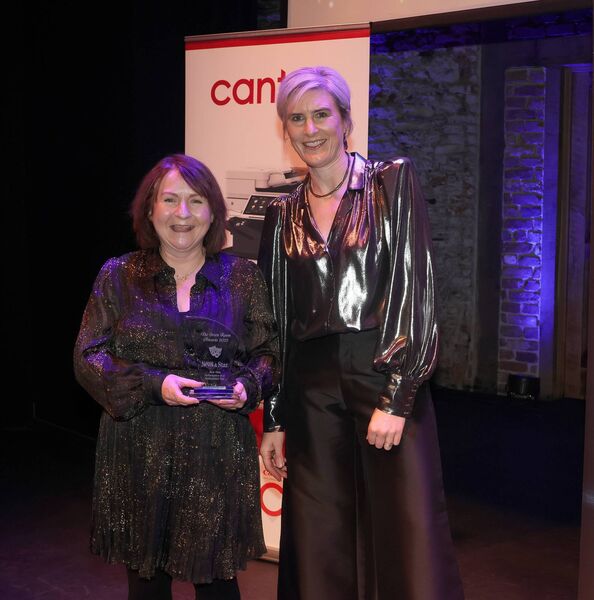 Accepting the award from Eadaoin Carrick, Cantec Group, for Best Male Performance in a Professional Play. Accepting the award from Eadaoin Carrick, Cantec Group, for Best Male Performance in a Professional Play.