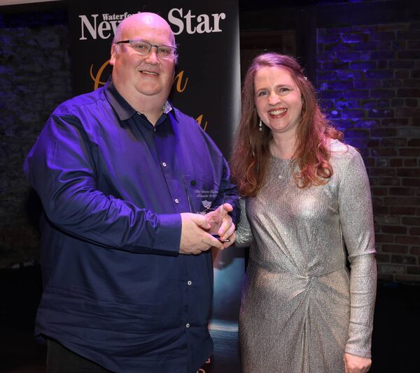Mary Frances Ryan, Editor Waterford News & Star, presented the Best Radio Series award to Wayne Brown. Mary Frances Ryan, Editor Waterford News & Star, presented the Best Radio Series award to Wayne Brown.