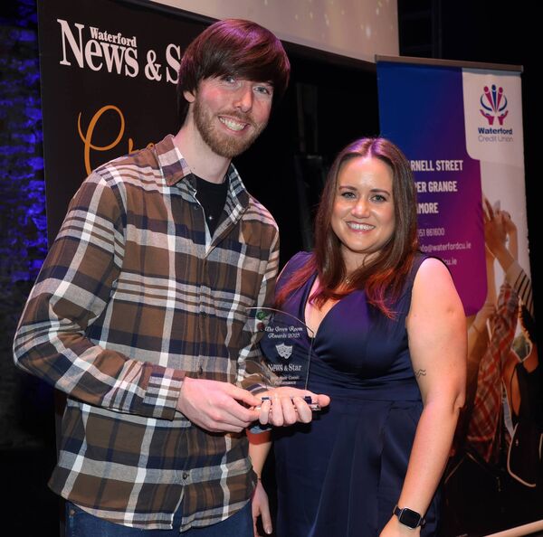 Jenny O'Mahony, Waterford Credit Union, sponsors, presented the Best Male Comic Performance to Shane Flynn, Aladdin, Portlaw Musical Society. Jenny O'Mahony, Waterford Credit Union, sponsors, presented the Best Male Comic Performance to Shane Flynn, Aladdin, Portlaw Musical Society.