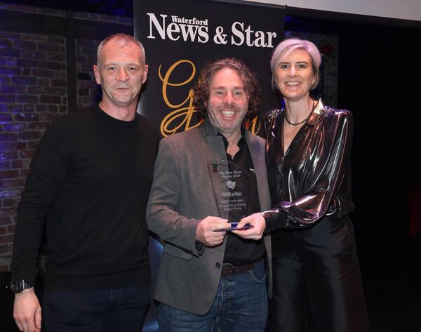 European City of Christmas Opening Ceremony won the People's Choice Award at the Waterford News & Star, Green Room Awards. Pictured, from left, John Grubb and Trevor Darmody accepting the award from Eadaoin Carrick, Cantec Group, sponsors. European City of Christmas Opening Ceremony won the People's Choice Award at the Waterford News & Star, Green Room Awards. Pictured, from left, John Grubb and Trevor Darmody accepting the award from Eadaoin Carrick, Cantec Group, sponsors.