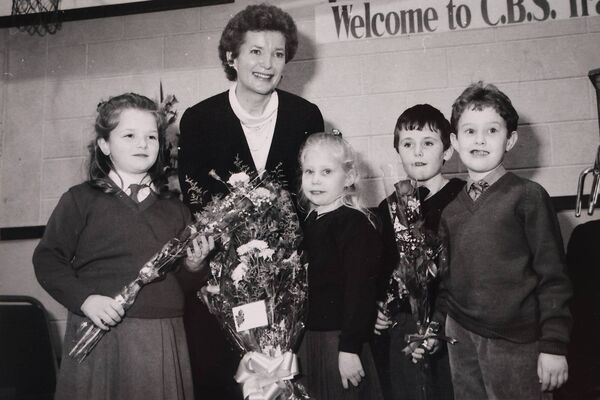 Deiordre Flanagan, Star of the Sea, Emer Matthew, Holy Cross, Philip O'Brien, Tramore CBS and Daithi De Paor, Gaelscoil Philib Barun with President Mary Robinson on her first visit to Tramore back in 1992. Deiordre Flanagan, Star of the Sea, Emer Matthew, Holy Cross, Philip O'Brien, Tramore CBS and Daithi De Paor, Gaelscoil Philib Barun with President Mary Robinson on her first visit to Tramore back in 1992.