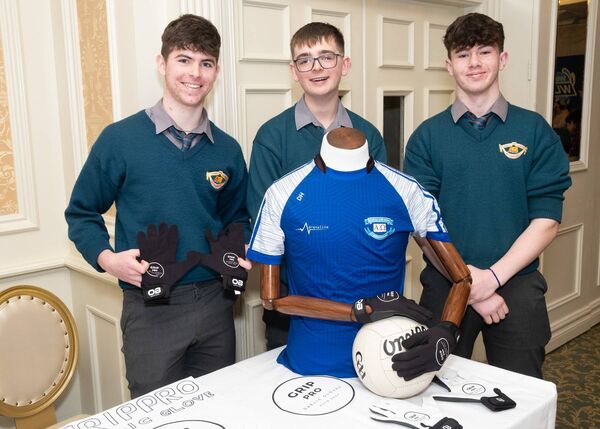 Sean Tobin, Daniel Healy and Ross Moore and their business Grip Pro from CBS Dungarvan, pictured at the final of the Waterford Student Enterprise Programme in the Park Hotel, Dungarvan, hosted by the Local Enterprise Office - David Clynch