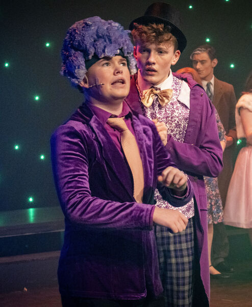  Josh Cowman as Mr. Beauregarde and Alex Brophy as Willie Wonka in David Hennessy Stage School's Charlie and the Chocolate Factory.
