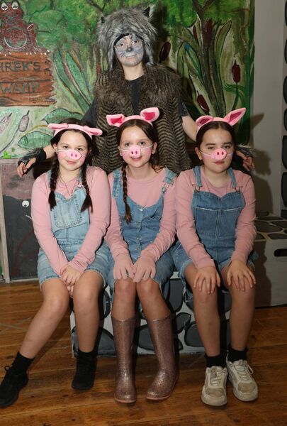 Elise as The Bad Wolf and The three Little Pigs, Mollie, Mia and Hollie, in Ballyduff Youth Drama's Shrek Saves Far Far Away. 