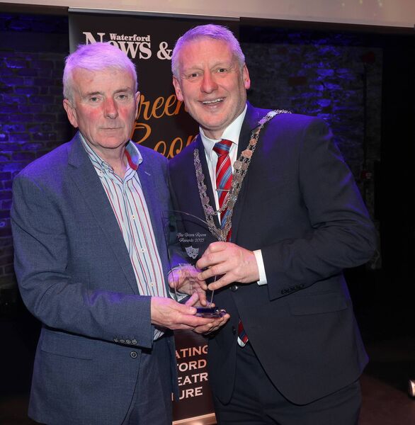 The Lifetime Achievement Award was won by Jim Nolan at the Waterford News &amp; Star Green Room Awards, held at the Theatre Royal. Jim was presented with his award from Mayor of Waterford City &amp; County Cllr Jason Murphy. Photo: Joe Evans