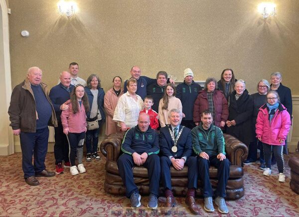 Mayor of Waterford city and county Cllr. Jason Murphy with competing athletes, their families and supporters ahead of the World Special Olympics Games in Turin. Photo: waterfordcouncil.ie