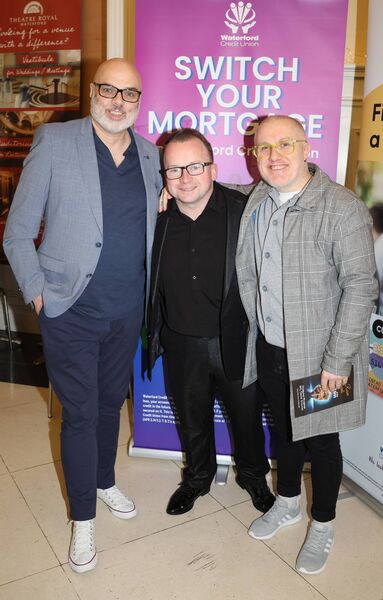 Bill Stafford, Richie Hayes and David Hennessy, at the Waterford News &amp; Star Green Room Awards held at the Theatre Royal. Photo: Joe Evans