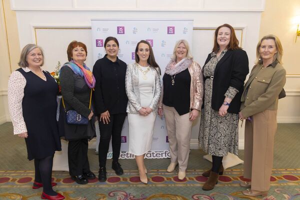 Pictured, from left, Sharon Ginnetty, Baya Salmon-Hawk, Saima Sayed, Ann Marie Shannon, Linda Barry Touhy, Claire Mooney and Caroline Tully at the Network Ireland Waterford Branch International Women's Day event at the Granville Hotel. Photo: Patrick Browne