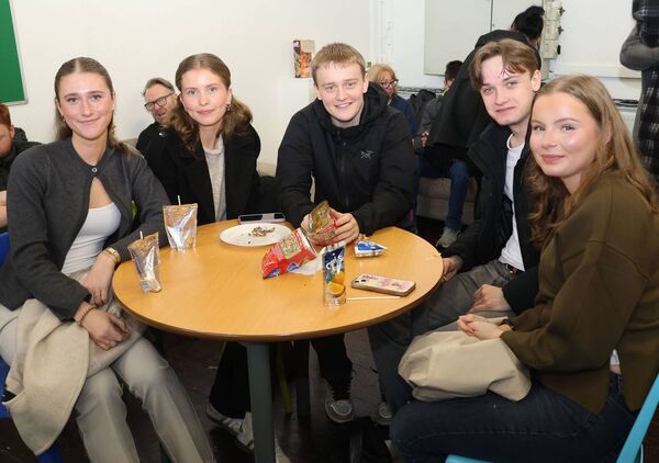 Waterford College of Further Education recently hosted a group of Noreweigan students on the Erasmus programme and on their last day at the college, WCFE student Council and staff hosted a signature lunch of Sausage and Blaa and an Irish dancing lesson on how to dance the Siege of Ennis taught by our own WCFE former Lord of the Dance Star Gillan Norris. Great fun was had by all. Photo: Joe Evans 