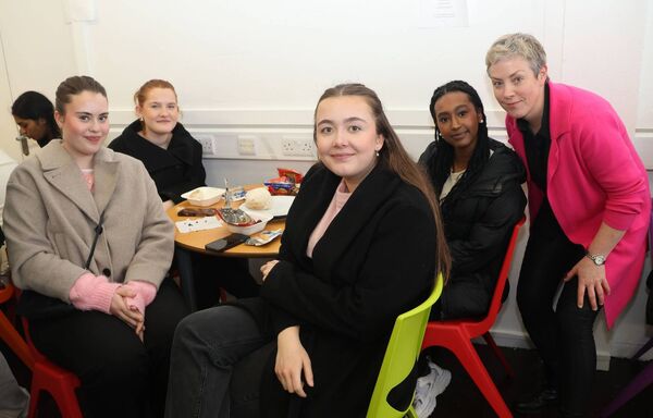 Waterford College of Further Education recently hosted a group of Noreweigan students on the Erasmus programme and on their last day at the college, WCFE student Council and staff hosted a signature lunch of Sausage and Blaa and an Irish dancing lesson on how to dance the Siege of Ennis taught by our own WCFE former Lord of the Dance Star Gillan Norris. Great fun was had by all. Photo: Joe Evans 