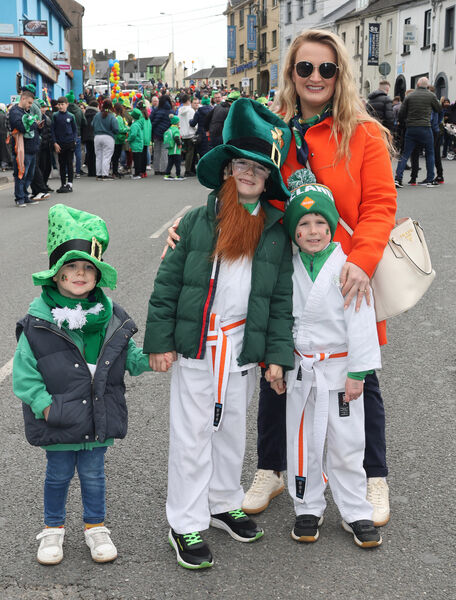  Connell, Tiernan, Dáire O'Neill and Sarah Culleton, who took part in the Waterford City St. Patrick's Day Parade. Photo: Joe Evans
