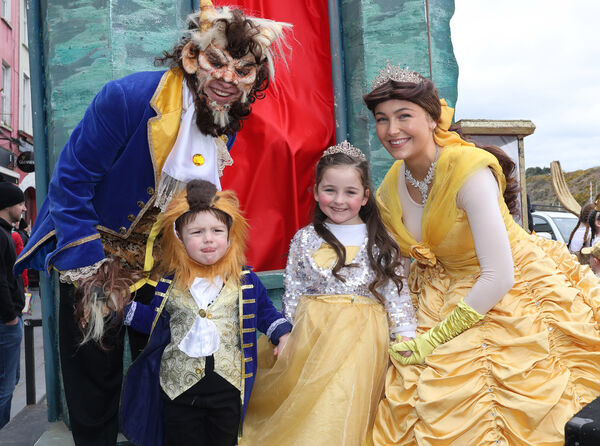  Joe, Harvey, Nell and Aoife, Waterford Panto Society, Beauty &amp; The Beast, who took part in the Waterford City St. Patrick's Day Parade. Photo: Joe Evans