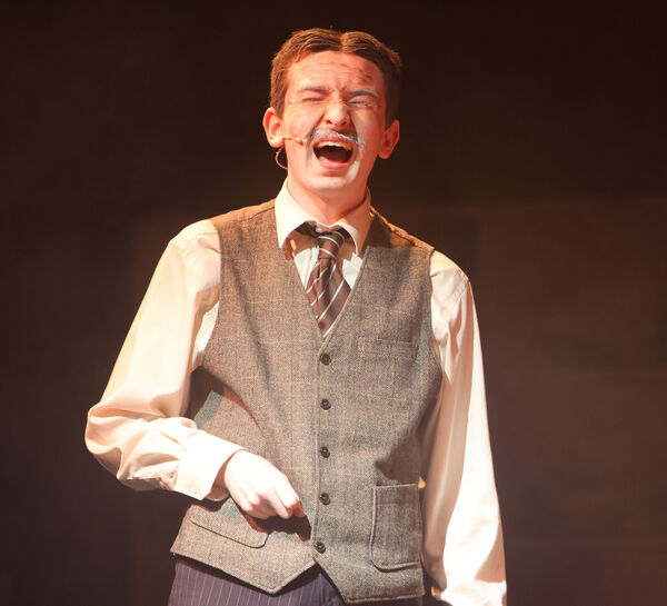  Cian Kennedy, Mr. Mushnik, in De La Salle College production of Little Shop of Horrors. Photo: Joe Evans