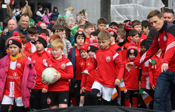  De La Salle FC, at the St. Patrick's Day Parade. Photo: Joe Evans