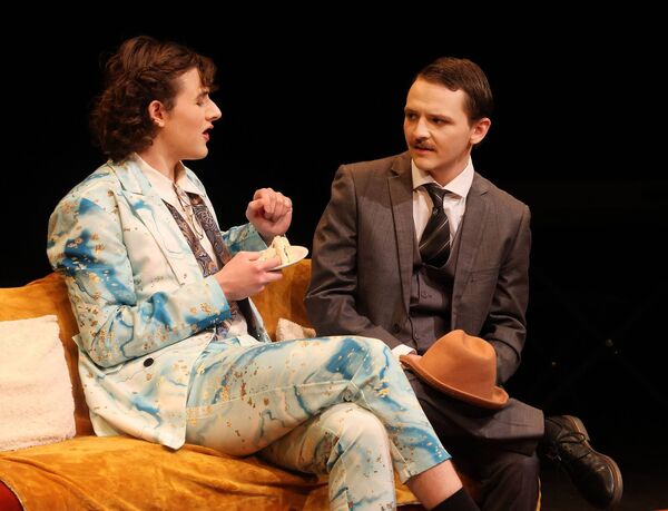 Zach Mooney (Algernon Moncrieff) and David Merchant ( Jack Worthing) at the new Theatre Studies class WCFE who staged the Importance of Being Earnest at Garter Lane. Photo: Joe Evans