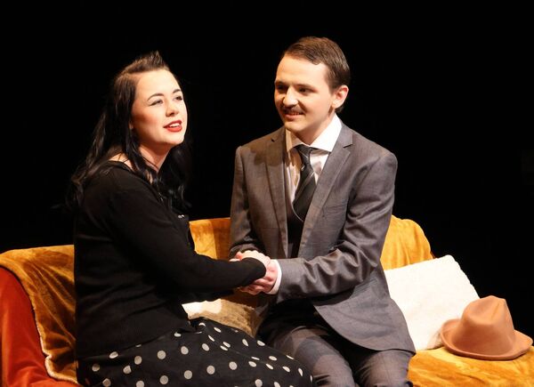 Thays Batista (Miss Prism) and David Merchant ( Jack Worthing) at the new Theatre Studies class WCFE who staged the Importance of Being Earnest at Garter Lane. Photo: Joe Evans
